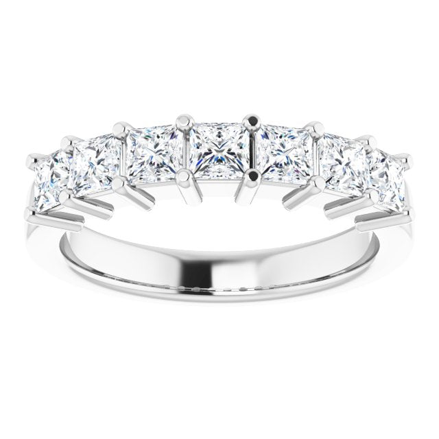 1.26 ct. Princess Cut Diamond Wedding Band 7 Stone Anniversary Ring-VIRABYANI